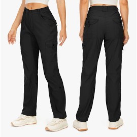 Toomett Womens Hiking Cargo Pants Convertible Quick Dry Waterproof 12 Black UPF+50