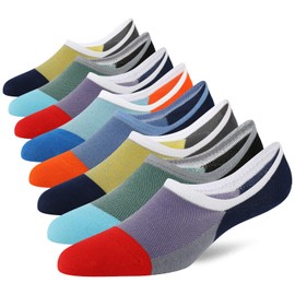COOPLUS Mens No Show Socks Cotton Low Cut Non Slip Casual Socks Invisible Flat Boat Socks (8 Pairs), 8 Pairs-multicolor 3, One Size
