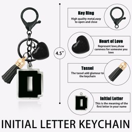 Zesirmay Initial Letter A-Z Keychains for Women,Pixel Letter Keychain Gifts for Girls Alphabet Keyring for Hangbag Backpack (D, Pixel-Black)