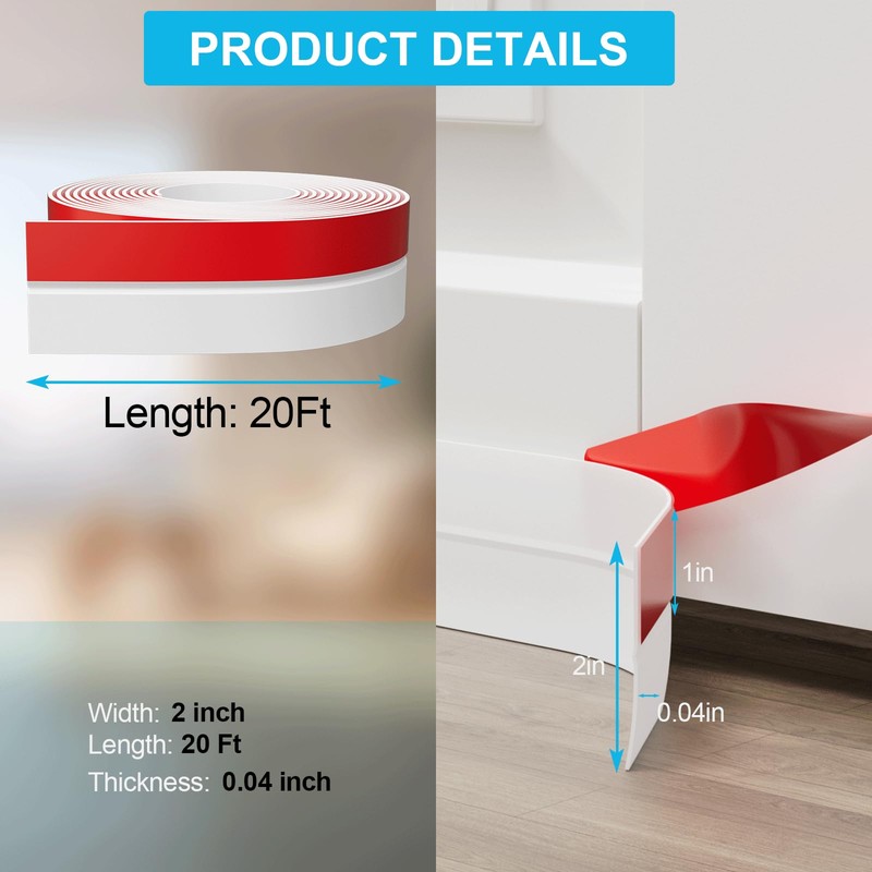 Pluden 2Inch (W) x 20FT(L) Door Weather Stripping, Door Draft