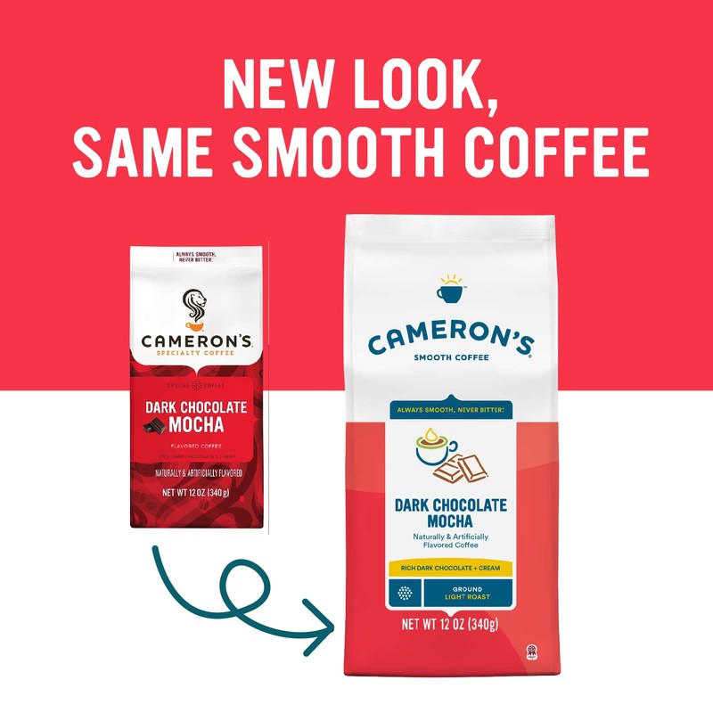 Cameron's Coffee Dark Chocolate Mocha Flavored Ground Coffee, Light Roast,