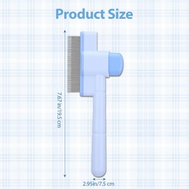 Gjinxi 2 Pcs Flea Comb for Cats, Cat Combs Self-Cleaning Cat Grooming Brush with Stainless Steel Teeth Fine Tooth Comb for Long and Short Hair