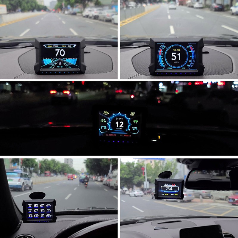 Universal Car HUD OBD2 GPS Gauge Display with Slope Meter