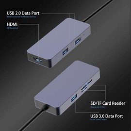 USB C HUB USB C Adapter OBERSTER 6 in 1 USB C Splitter with 4K HDMI, USB 3.0, 2 USB 2.0, SD/TF Card Readers Compatible with Tablets, Laptops, Notebook PC, USB Flash Drives and More