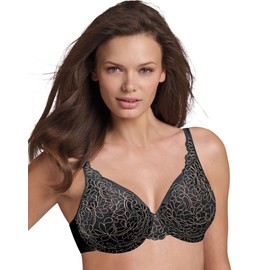 Playtex Women's Secrets Feel Gorgeous Lace-Embroidery Underwire Bra, Black with Golden Cocoa, 36C