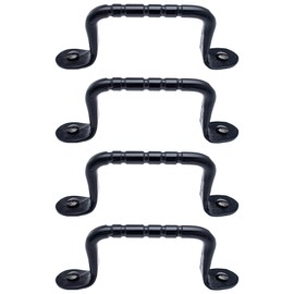 4 Pack 4.5" Black Door Handle - Heavy Duty Decorative Iron Handles - Handmade Rustic Metal Door Handle for Sliding Doors, Barn Doors, Gate Pulls, Sliding Barn Doors & Door Pulls - The Farmhouse Series