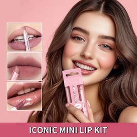 3PCS Ultimate Lip Liner Set - Matte Lip Liner and Lipstick - Waterproof, Hydrating Tinted Pink Lip Gloss, Collagen Formula for Dry Lips - Long-Lasting Make Up Essentials