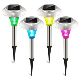 4Packs IP44 Waterproof Outdoor Solar Garden Lights Color-Changing Landscape Lamps for Pathway Solar Pathway LightingQuantity: 4Pcs
