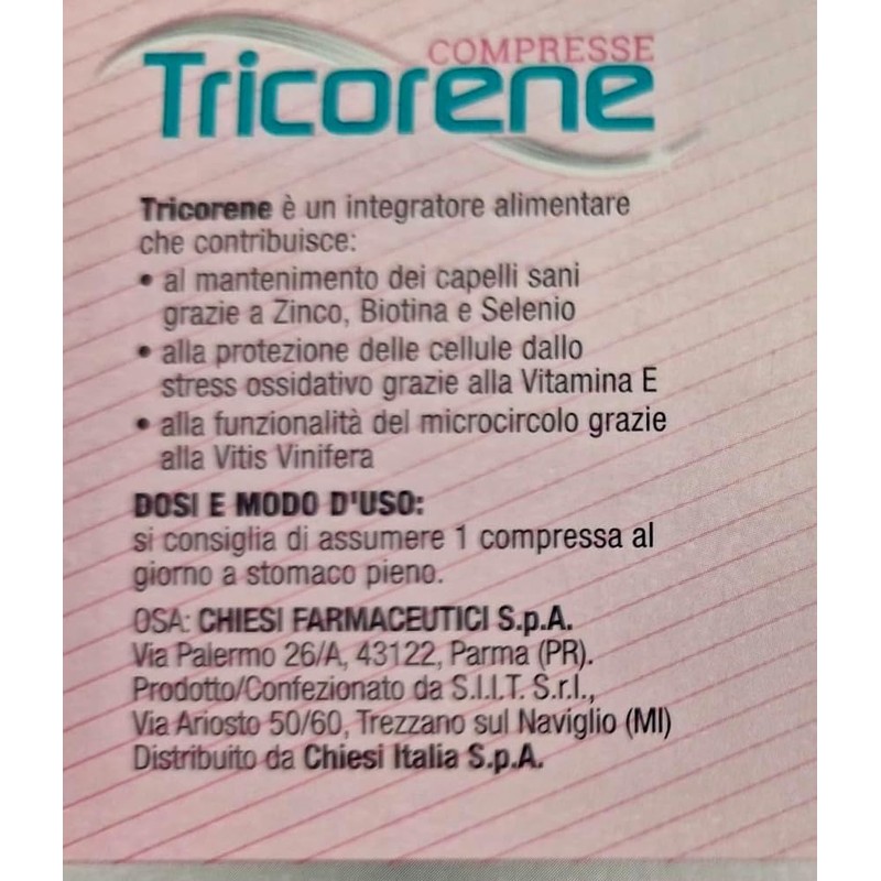 Chiesi, Tricorene compresse - Integratore Alimentare che contribuisce al mantenimento