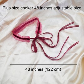 MOMOCAT Red Lace Tie Bow Stretchy Velvet Choker Necklace for Women Burgundy Ribbon Chokers Necklaces for Woman Gothic Cute Chockers 90s Chocker Jewelry Accessories for Women