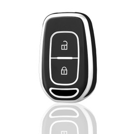 OFF WE GO OFF WE GO Autoschlssel Hlle Schlsselhlle Cover fr Renault Kwid Symbol Clio Trafic Sandero Dacia Logan Duster Captur Kadjar Schlsselbox Schlsselcover Schlssel Schutz Geh?use, Schwarz Silber