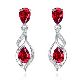 FANCIME Gift for Women July Birthstone Earrings for Women Teardrop Ruby Earrings S925 Sterling Silver infinity Love Birthday Gifts for Mom Women