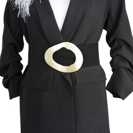 FrasiBags Wide Suede Belt with Bow Round Ring Oval Women's Suede Belt High Belt for Women Leather Made in Italy, black