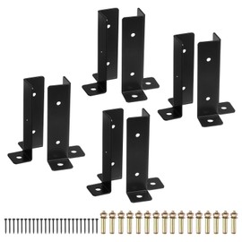 uxcell 8pcs Adjustable Deck Post Base Brackets Fit 1.5x1.5,2x2,2x4,4x4 Post, Reversible Half Column Deck Post Base for Deck Railing Mailbox, Black