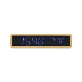 Mooov Bamboo Alarm Clock with LED Display, Black, Indoor Temperature, Adjustable Brightness, 3 Alarms