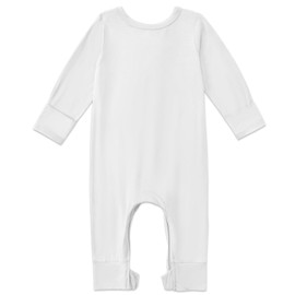 Exemaba Baby Sleepsuits Bamboo Viscose Toddler Footless Pyjamas Infant 2-way Zipper Long Sleeve Romper with Mitten Cuffs(White,12-18 Months)