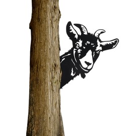 Fonyet Garden decoration for outdoors, peeping goats, tree trunk decoration, interesting garden stake decoration for gardens, yards, farms,Black,M