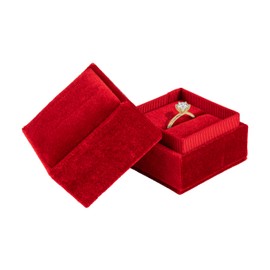 ALLUREPACK VELVET RING BOX - Elegant 2-Piece Square Red Ring Jewelry Case For Special Occasions, Proposals, Engagements, Weddings, Birthdays & Gifts.