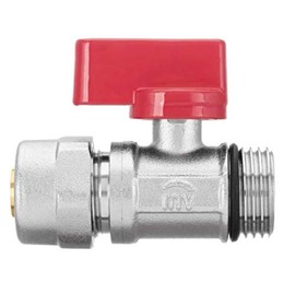 Red Handle Hot Water PEX 16mm x 1/2" Male BSP Shut-Off Valve Compression Pipe