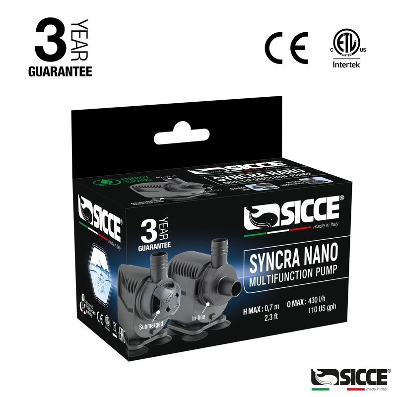 SICCE Syncra Silent NANO Multifunction 110 GPH Submersible Water Pump