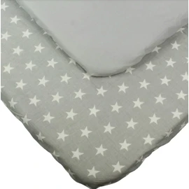 2-Pack Fitted Sheet for Baby, Toddler, Child, 100% Cotton Super Soft with Grey Star Pattern, for Bedside Crib, Compatible with Chicco Next2Me, Tutti Bambini Cozee, 55x90cm