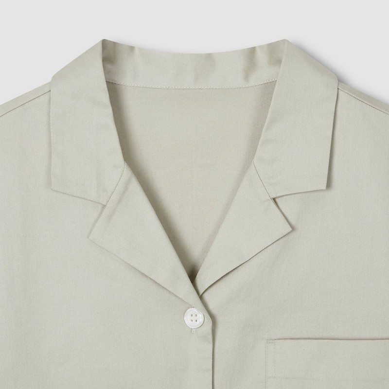 JAJU [JAJU] Women's Cotton Runner 5-part Pajama Dress_Khaki Grey