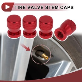 HEROFFIX 4 Pcs Net Pattern Tire Valve Stem Caps Decorative Tyre Valve Dust Covers 7x19mm Red Aluminum Alloy