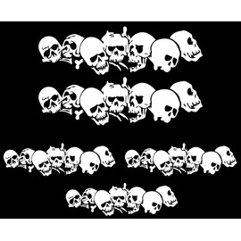 Skull Skeleton Sticker Pack of 5 – Vinyl Death Skull Decals for Car, Truck, Laptop, Toolbox, Motorcycle, Helmet, Window, and Water Bottle – Weatherproof Peel and Stick Horror Punk Design (White)
