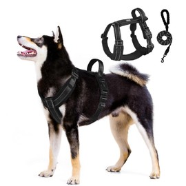 UNA MASCOTA Arnés para Perros Reflectante y Transpirable - Correa de Pecho Cómoda para Perros con Correa 1.5m (Negro, M)