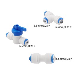 Unxuey 10 m Water Supply Pipe Hose Connection Set, 1/4 Inch PE Hose for RO Water Filter System Fridge with Hose Connections (I + T + Ball Valve Type)