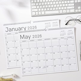 2026 Wall Calendar - 2026 Calendar from Jan. 2026 - Dec. 2026, 14.6" x 11.4", 12 Months Wall Calendar 2026, Thick Paper, Twin-Wire Binding, Simple Design