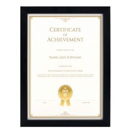GraduatePro A4 Picture Frame Wooden Certificate Document DIN University Certificate Frame Passepartout Diploma Format Academica Certificates for Hanging Black