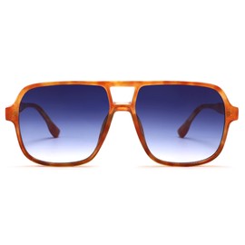 Pro Acme Retro Aviator Sunglasses Women Men,Vintage Square 70s Flat Trendy UV400 Protection Shades(Tortoiseshell Frame Gradient Blue Grey Lens)