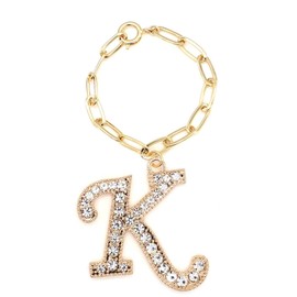 miwaki Bag Charm Initial Charm Keychain Initial Alphabet Square Chain Men Women Accessories Gold charm02, Brass