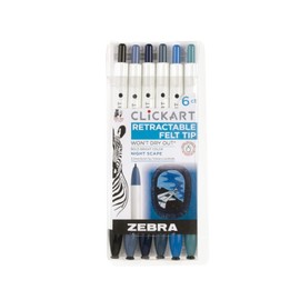 Zebra Pen ClickArt Retractable Marker Pen, 0.6mm, Assorted Night Scape Colors, 6-Pack (69116)