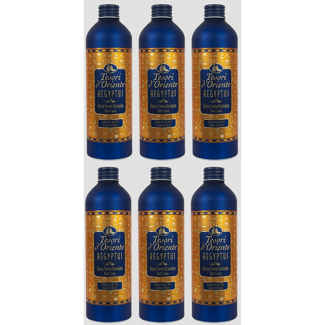 Tesori d'Oriente:"Aegyptus" Bath Cream with Blue Lily of the Nile and Papyrus Milk - Pack of 6 [ Italian Import ]