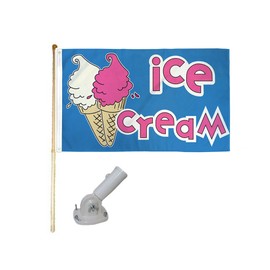 Trade Winds 5' Wooden Flag Pole Kit W/ Nylon White Bracket 3x5 Ice Cream Polyester Flag