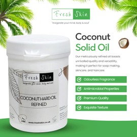 500g Refined Coconut Oil Hard (Solid) Odourless - 100% Pure, Natural, Cruelty Free, Vegan - Moisturising & Hydrating - Ideal for Aromatherapy, Skincare, Haircare and DIY Beauty Recipes