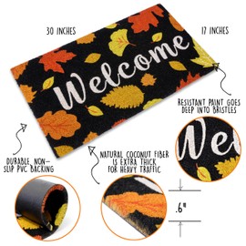 Welcome Fall Door Mat 30x17 Inch, Fall Leaf Mat, Fall Leaf Doormat, Fall Leaf Rug, Fall Leaves Doormat, Fall Welcome Matt for Front Door Outside, Fall Welcome Mat Outside, Welcome Matt Outdoor Fall