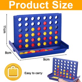 Mmgoqqt Classic 4 in a Row Game, Travel Sized Kids Travel Game, Mini Size Board Game for Kids, 42 Counters, Pocket Game Four in a Row Age 3-8 Years Old, Ideal Travelling Companion