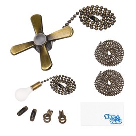Kare & Kind Light and Fan Pull Chain - 1x Fan Pull Chain (12.5 inches), 1x Light Pull Chain (13.6 inches), 2X 1M Extension Pull Chains and 4X Extra Connectors (2 Styles) - Brown Color - Gift Set