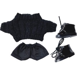 YUYAKESHI Cotton Doll Clothes 7.9 inches (20 cm) Doll Clothes, Twist Sweater, Black, Plush Sweater, For Dolls, Doll Clothes Set, Shorts (Sweater, Shorts, Shoes)