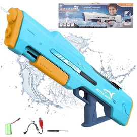 GIBURCER Electric Water Gun,Hand Self Integrated Automatic Water Suction Gun,Adult and Child Electric Water Guns，Summer Pool Beach Outdoor Game Toys for Kids Age 8-12,4-8 (Turquoise Blue)