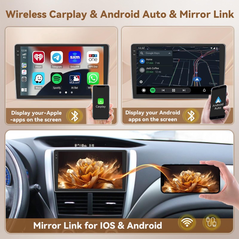[4+64G] Hikity Android 15 Carplay Stereo Double Din, 9'' in-Cell