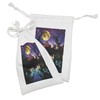 Ambesonne Purple Fabric Pouch Set of 2, Lake Moonlight Stars