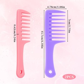 2 Pcs Mini Comb Travel Comb Small Wide Tooth Comb Mini Wide Tooth Comb Travel-Size Detangling Combs Portable Plastic Combs for Styling Curly, Long, Wet Hair