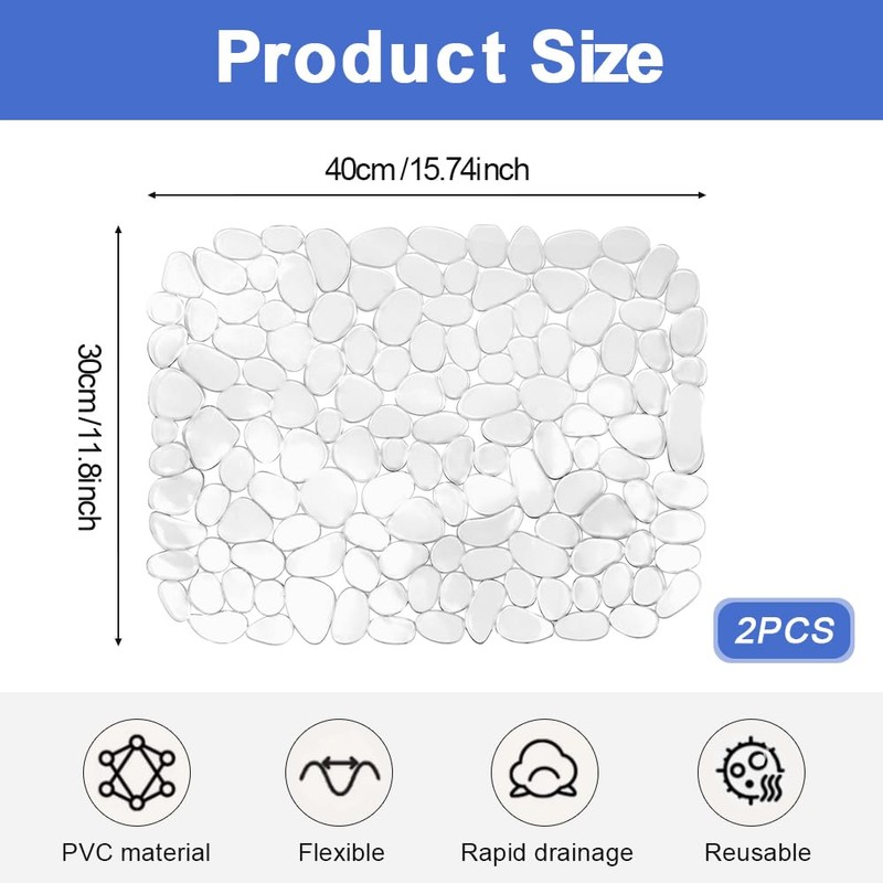 Snillok 2 PCS Kitchen Sink Mat Adjustable Sink Protector Mats,