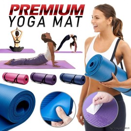 Yoga Mat / Fitness Mat / Exercise Equipment / Indoor Mat for Gyms 10mm Blue + Strap 3ea