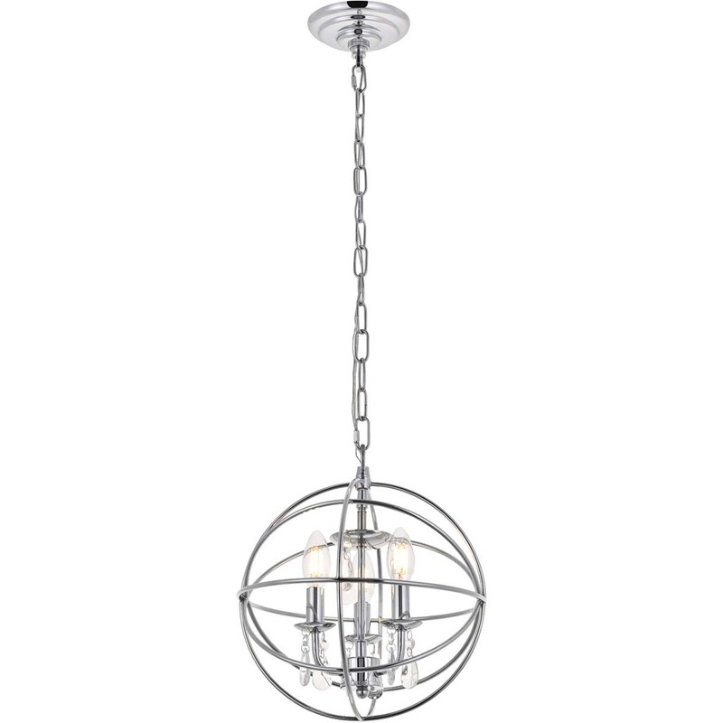 Living District Wallace 3-Light Mid-Century Metal Pendant in Chrome and