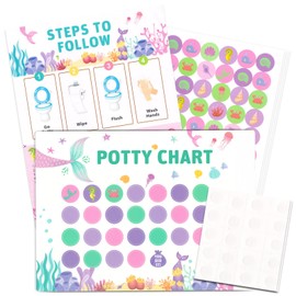 Threetols 10pcs Potty Training Stickers Chart, Cute Mermaid Theme Toilet Training Reward Chart Potty Reward Chart for Toilet Success
